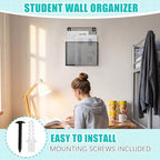 AmazingSpark 2 Pcs 12 Inch Metal Wall Magazine Holder High Pocket Mesh Hanging File Organizer Wall Mounted Storage Rack with Screws for Magazines Documents File for Office Home Organization(2.4 Inch) - Image 5