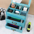 Small Wooden Drawers Wooden Box with Drawer Blue - Image 4