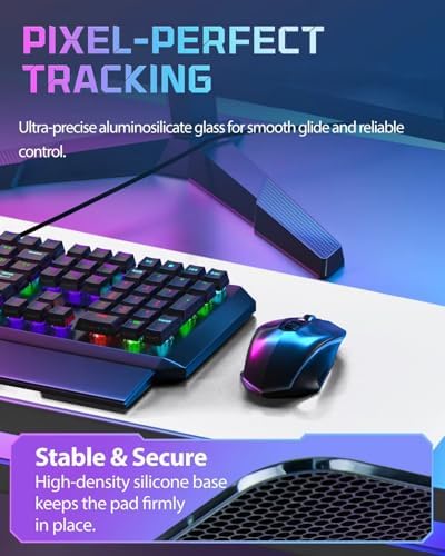 XXL Glass Gaming Mouse Pad, 38.5 × 16.5 Inch Extended Desk Mat, White - Image 2