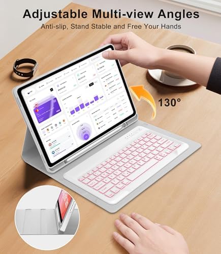 for Samsung Galaxy Tab S11 Ultra 14.6 Inch 2025 Backlit Keyboard Case, Galaxy Tablet S11 Ultra Case Keypad with S Pen Holder, 7-Color Backlight Keyboard for Samsung Tab 14.6'' SM-X930/X936B, Grey - Image 6