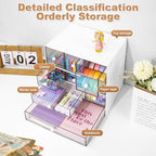 Desk Organizer with 9 Drawers, 4 Tier Plastic Stackable Storage Drawers for Desk Storage, Office Stationary Makeup Organizer Suit for Home, Office and School - Image 4
