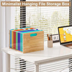 Sbanmao 2 Pack Hanging File Organizer, Clear Acrylic File Box Organizer, Bamboo Filing Box File Crate Storage Boxes, Portable Filing Organizer with Handle for Letter Size - Image 6