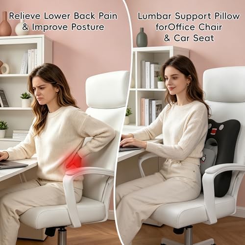 BEBAS Ergonomic Memoery Foam Lumbar Support Pillow for Car & Office, Black - Image 5