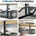 Under Desk Cable Management Tray Black, Litwaro Cable Management Under Desk No Drill, Cable Organizer with Clamp for Wire Management, Cord Organizer No Damage to Desk for Office, Home - Image 6
