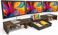 WESTREE Triple Dual Monitor Stand Riser with Drawer,Extra Large Adjustable for 2~3 Monitors,Solt for Phone & Tablet, Desktop Organizer Stand for Computer,Laptop,Printer,TV by WESTREE