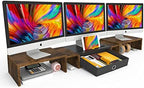 WESTREE Triple Dual Monitor Stand Riser with Drawer,Extra Large Adjustable for 2~3 Monitors,Solt for Phone & Tablet, Desktop Organizer Stand for Computer,Laptop,Printer,TV by WESTREE