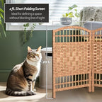 Red Lantern 2 ft. Short Fiber Weave Folding Screen - Natural - 6 Panels - Image 4