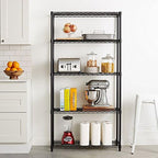 5 Tier Storage Racks Shelving, Heavy Steel Pantry Shelves, Adjustable Wire Shelving Rack, Suitable for Garage, Kitchen, Bathroom, Office, 35" W x 14" D x 71" H, Black - Image 2