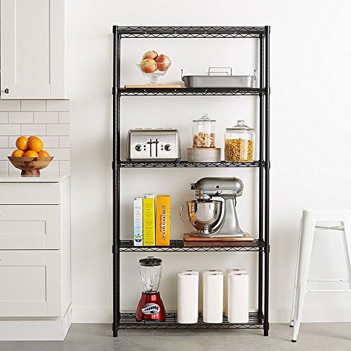 5 Tier Storage Racks Shelving, Heavy Steel Pantry Shelves, Adjustable Wire Shelving Rack, Suitable for Garage, Kitchen, Bathroom, Office, 35" W x 14" D x 71" H, Black - Image 2