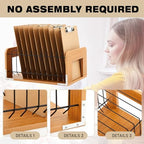 1 Pcs Vertical Clipboard Holder, 12Slot Clipboard Storage Rack, Bamboo Wood - Image 3