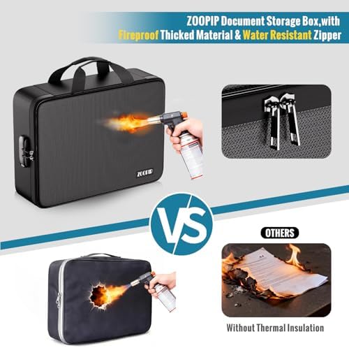 Fireproof Document Bag with Lock, Soft-Shell File Organizer, Black - Image 5