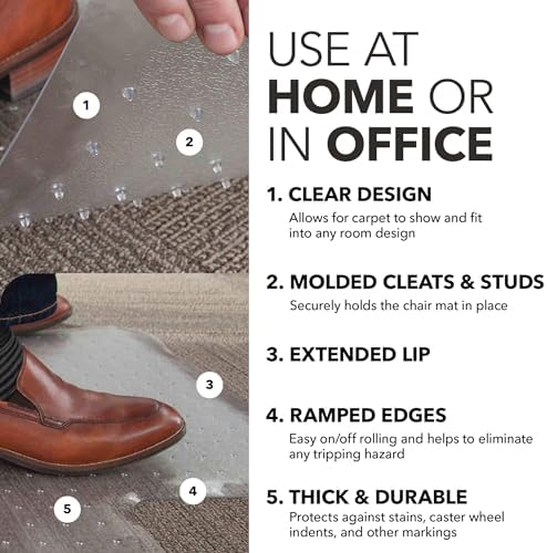 HON Office Chair Mat for Carpet, Heavy Duty, Clear Desk Mat, 36 x 48 in - Image 3