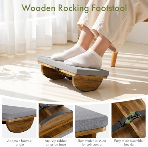 Wooden Under Desk Foot Rest with Detachable Cushion - Image 4