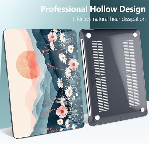 DONGKE Compatible with MacBook Air 13 inch Case 2021 2020 2019 2018 Release A2337 M1 A2179 A1932 with Retina Display & Touch ID, Plastic Hard Shell & Keyboard Cover - Sun & Daisie - Image 6