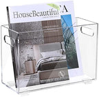 Crystal Clear Acrylic Magazine Holder,Space Saving Magazine Rack, Book Basket, Storage Organizer Bin for Living Room, Bathroom, Home Office, Newspapers by XOHYW