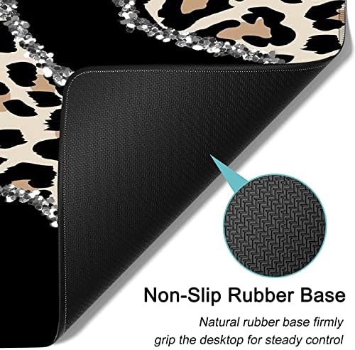 Black Large Gaming Mouse Pad - 31.5x11.8, Ergonomic Memory Foam Wrist Rest Support, Non-Slip Base, Leopard Design - Image 4