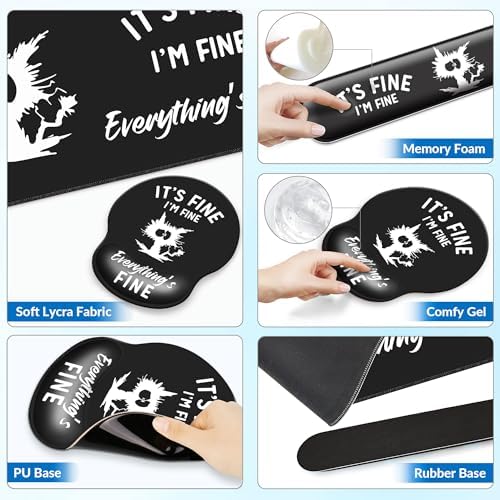 Desk Mat Set Keyboard and Mouse Pad with Wrist Rest Support - Image 5