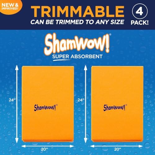 ShamWow Shammy Cloth 4-Pack, 20"x24", Super Absorbent Chamois Towel - Image 2