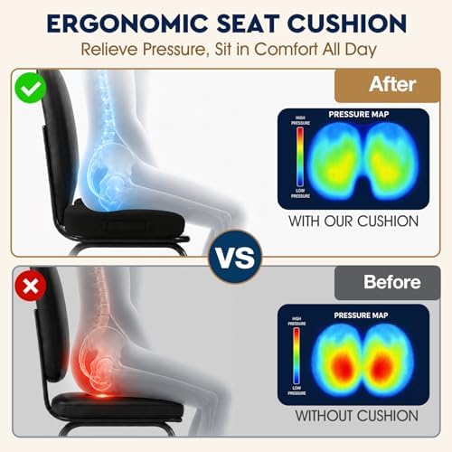 TushGuard Seat Cushion, Memory Foam Office Chair Cushion - Black, Large - Image 3