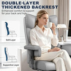 Misolant Big and Tall Office Chair with Footrest, High Back Executive Desk Chair with Adjustable Lift Armrest, 155°Recline，Lumbar Support Pillow, Faux Leather Gaming Chairs for Home or Office Gray - Image 6