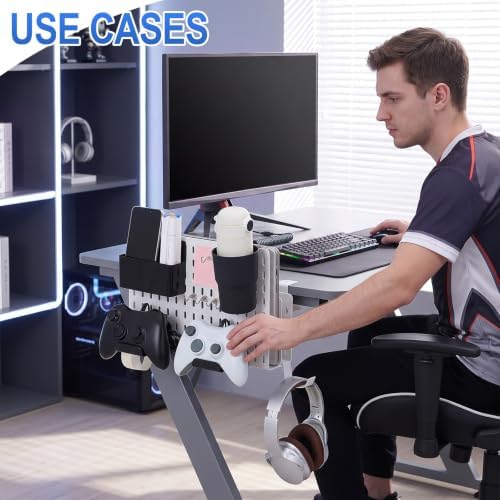Desk Side Storage Organizer Set Fits Edge 0.2-2.2",Double,White - Image 2