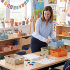 12 Pack Turn in Trays for Classroom, Stackable Plastic Paper Baskets with Handles, Letter Size A4 Teacher Desk Organizer Bins for Classroom Organization (Boho Colors) - Image 3
