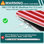 Case for MacBook Pro 13 inch M2 M1 2025-2022 2020 A2338 A2289 A2251, Plastic Hard Shell Laptop Case with Keyboard Cover & Trackpad Protector & 2 OTG Adapters, Strawberry - Image 4