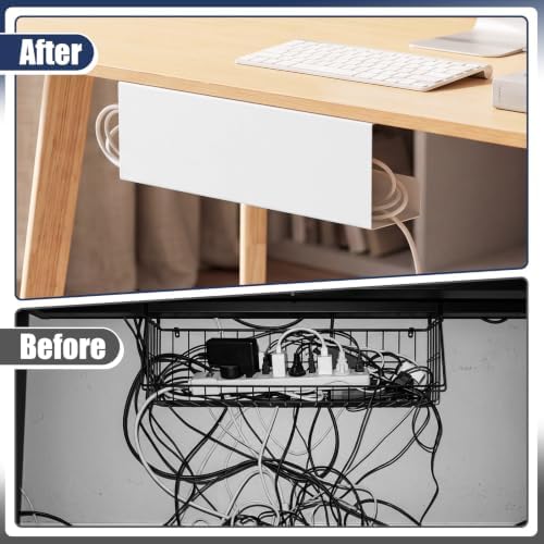 2 Pack Under Desk Cable Management Tray,Hold 11 lbs, 16 x 5 x 3 Inch, White - Image 4
