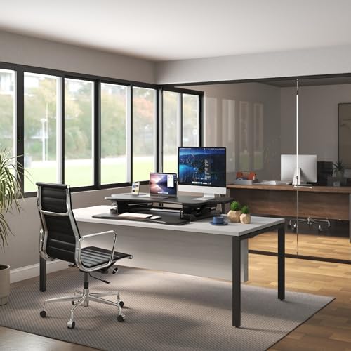Mount-It! Standing Desk Converter 48" Wide Sit Stand Extra Large Desk Riser - Image 5