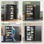 Letaya Metal Garage Storage Cabinets with Lock-72 Tall Tool Organizer Steel Lockers, 5 Adjustable Layers Shelves for Home,Office,Warehouse,Garage,(Black-72“) - Image 6