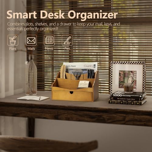 Rebee Vision Mail Organizer for Desk with 4-Slot Letter Home Decor, Yellow - Image 3