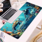 Keyboard Wrist Rest and Mouse Pad Set,31.5x11.8 Inches Desk Mat,Waterproof Non-Slip Ergonomic Wrist Support for Pain Relief,Extended Desk Protector for Office Home Gaming,Cute Turtle - Image 2