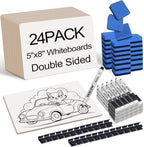 24 Pack 5"x8" Portable Mini White Boards for Students,Personal Small Whiteboard,Lightweight Double Sided Dry Erase Board for Students Classroom,Individual Lapboard for Teaching with Erasers and Marker by Unknown