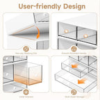 Desk Organizer with 9 Drawers, 4 Tiers Stackable Storage Drawers, Desktop Storage Box with Clear Drawers for Stationery, Makeup, Jewelry, Office and Craft Supplies (White) - Image 4