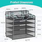 5 Tier Mesh Paper Desk Organizer with Pen Holders, Black - Image 2