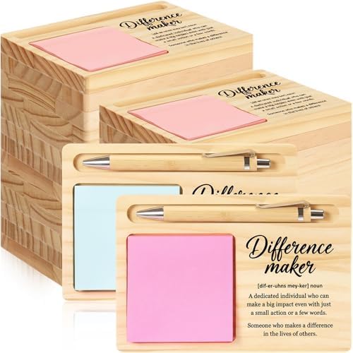 20 Pcs Back to School Teacher Appreciation Gifts Bulk Wooden Sticky Note Holder Motivational Thank Your Gift Inspirational Sticky Notes for Teacher Back to School (Difference) by Unknown