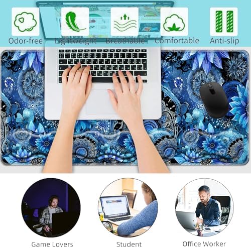 Keyboard Wrist Rest+Mouse Wrist Pad+Desk Pad Set,Memory Foam Ergonomic Easy Typing Pain Relief for Computer Laptop Office Home - Mandala - Image 6