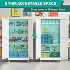Wide & Deep Metal Storage Cabinet with Wheels,72 inch Tall Rolling Garage Storage Cabinet,Metal Cabinets with Wheels and Shelves, Deep Heavy Duty Tool Cabinet for Garage,Home,Office,Shop (White) - Image 6