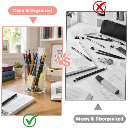 6PCS Clear Acrylic Pen Holder Pencil Cup Office Desk Organizer Case Toothbrush Utensil Holder Marker Makeup Brush Organizer Pencil Box Coffee Stirrers Storage Container for Classroom Counter - Image 4