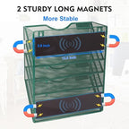 EASEPRES Magnetic 5 Pocket Mesh Hanging File Organizer, Wall Mounted Mail Paper Document Folder Holder, Clipboard Storage Organization Magazine Rack with Nametag Label for Office School, Dark Green - Image 2
