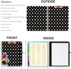 Ospelelf Clipboard with Storage 8.5 X 11，Padfolio Organizer, Spiral Portfolio Letter Size with Notepad, Pen Holder, 5 Extra Folder Divider Pages, Elastic Closure Nurse Office Essentials Black Gold - Image 2