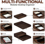 Wood 2-Tier Letter Tray, Stackable Detachable Paper Tray Desk Organizer - Image 4