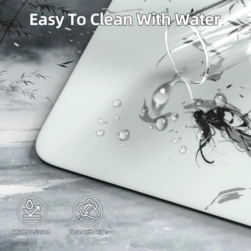 ATTACK SHARK CM05 Glass Mousepad, 17.7 x 15.7 in Glass Gaming Mouse Pad, 9H Tempered Hard Mouse Pad with Nano-Textured Low-Friction Surface, Non-Slip PU Base for FPS/MOBA Gaming-Black Warrior - Image 6