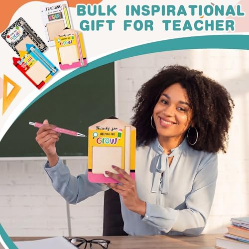 Eaasty 12 Sets 36 Pcs Back to School Teacher Gifts Bulk Cute Composition Sticky Note Holder with Notepads and Ballpoint Pens First Day of School Teacher Appreciation Gifts for Coworker Staff Employee - Image 4