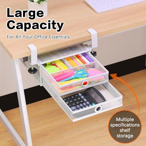 ROSYLINE Under Desk & Desktop Drawer Organizer, 2-Tier Big Capacity - Image 2