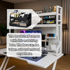 Desktop Hutch Bookshelf,Many Gifts,Metal Desktop Bookcase with pegboard, Desk Shelf, Countertop Storage Organizer Rack for Dorm or Office,Desktop Shelves (White, 37.4" Lx9.9 Wx39 H) - Image 3
