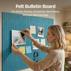 X-Large Cork Board Alternative 12-Pack Felt Bulletin Board Thick and Decorative Pin Board for Home Office Walls 47.24 x 35.43 Inches with 72 Adhesive Tabs - [Light Turquoise] - Image 2