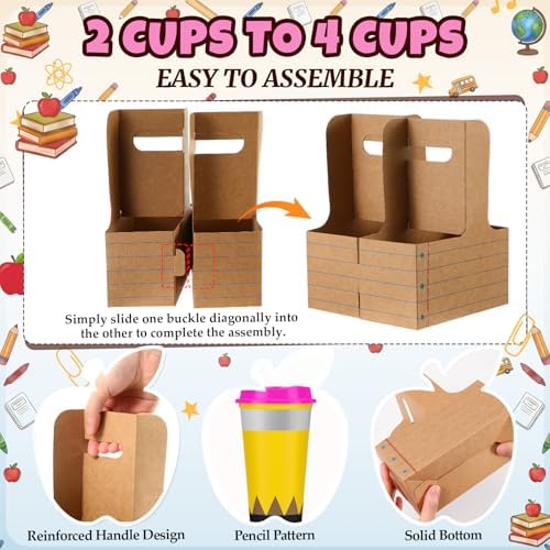 12 Set Back to School Gifts Teacher Coffee Cups 16 oz Notebook Drink Holder - Image 3