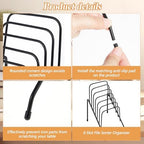 6 Pcs Metal Incline Desk Flip Organizer Rack Small Desktop File Folder Sorter 6 Compartment Wire Vertical Incline Magazine Holder for Mail Paper Book Magazine Filing Office Desk - Image 4