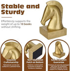 Gold Horse Bookends, Vintage Horse Head Book Ends for Heavy Books - Image 2
